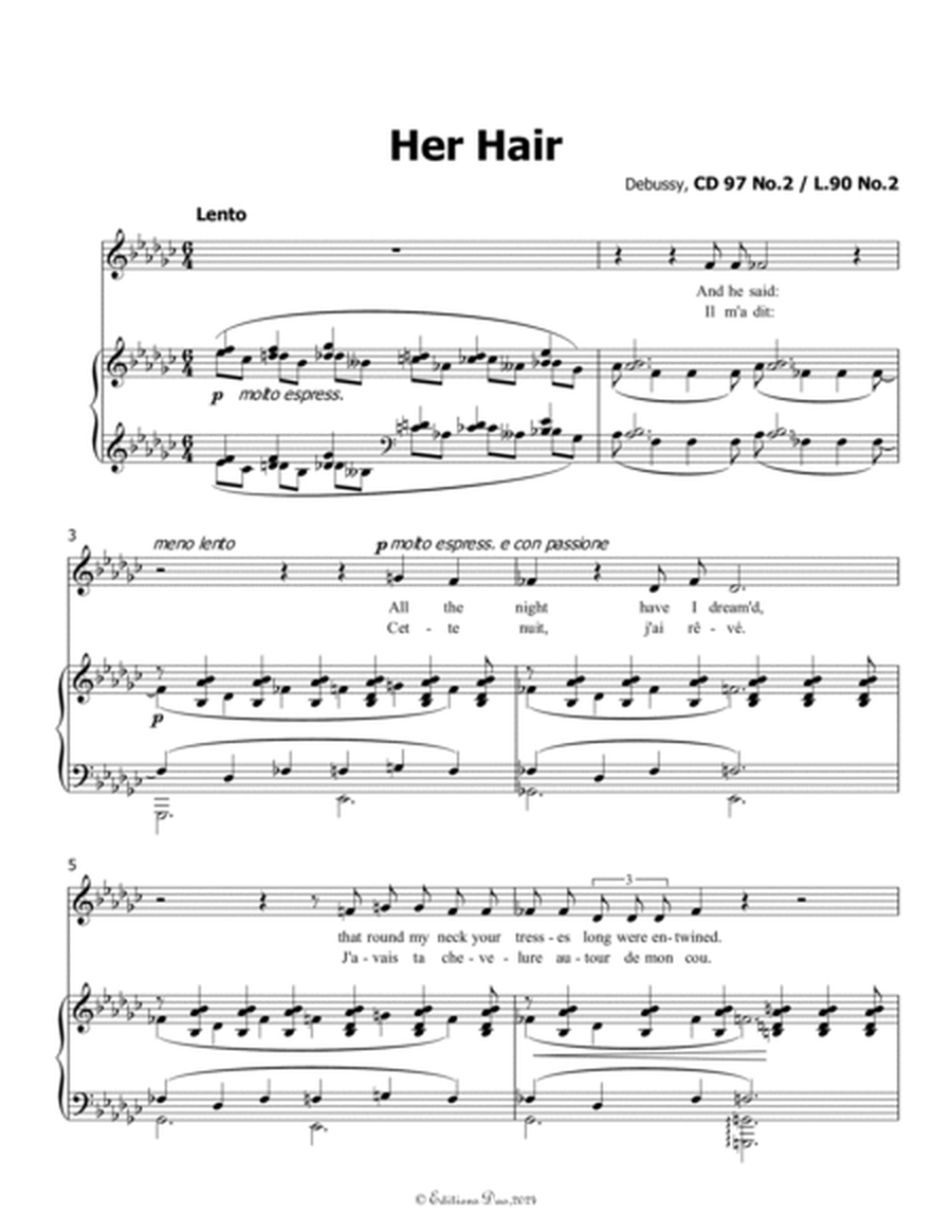 Her Hair, by Debussy, CD 97 No.2, in G flat Major