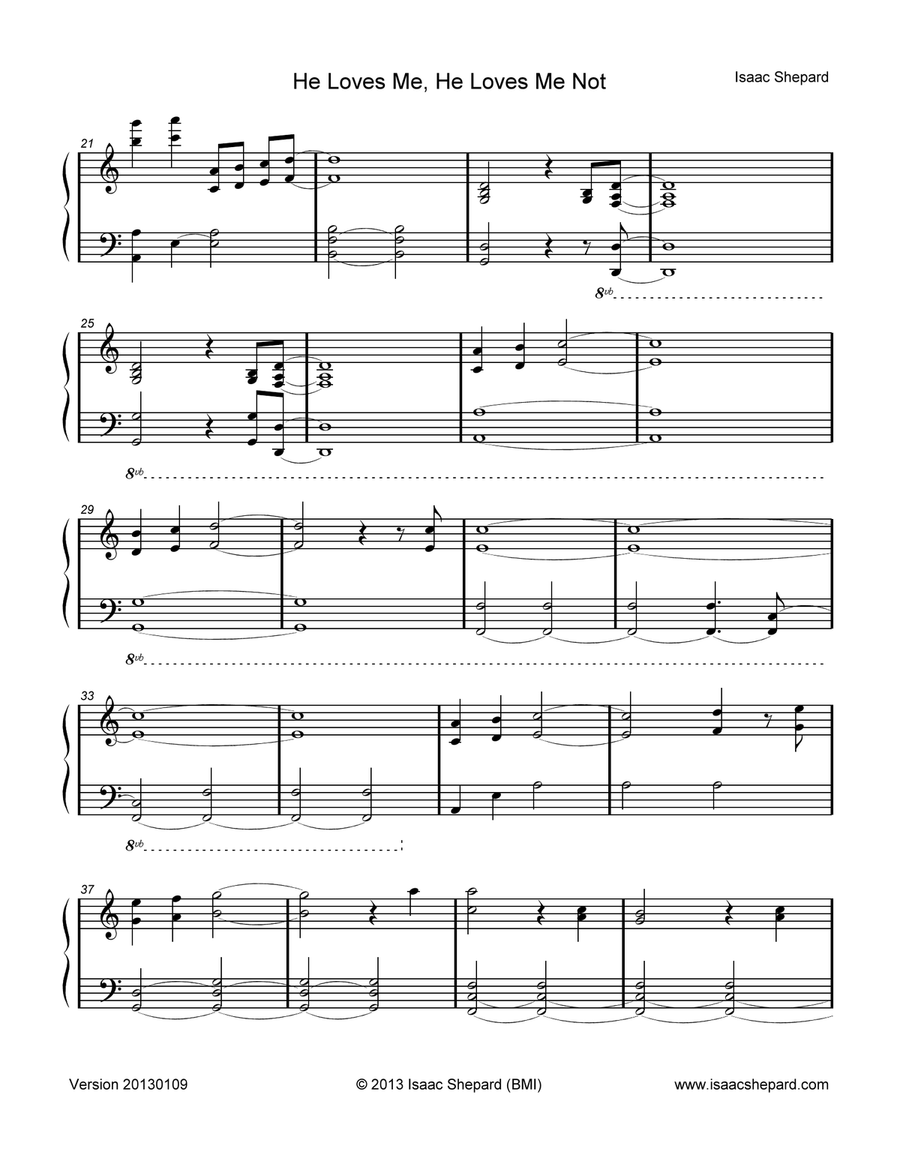 He Loves Me, He Loves Me Not Piano Solo scores gallery preview page 2