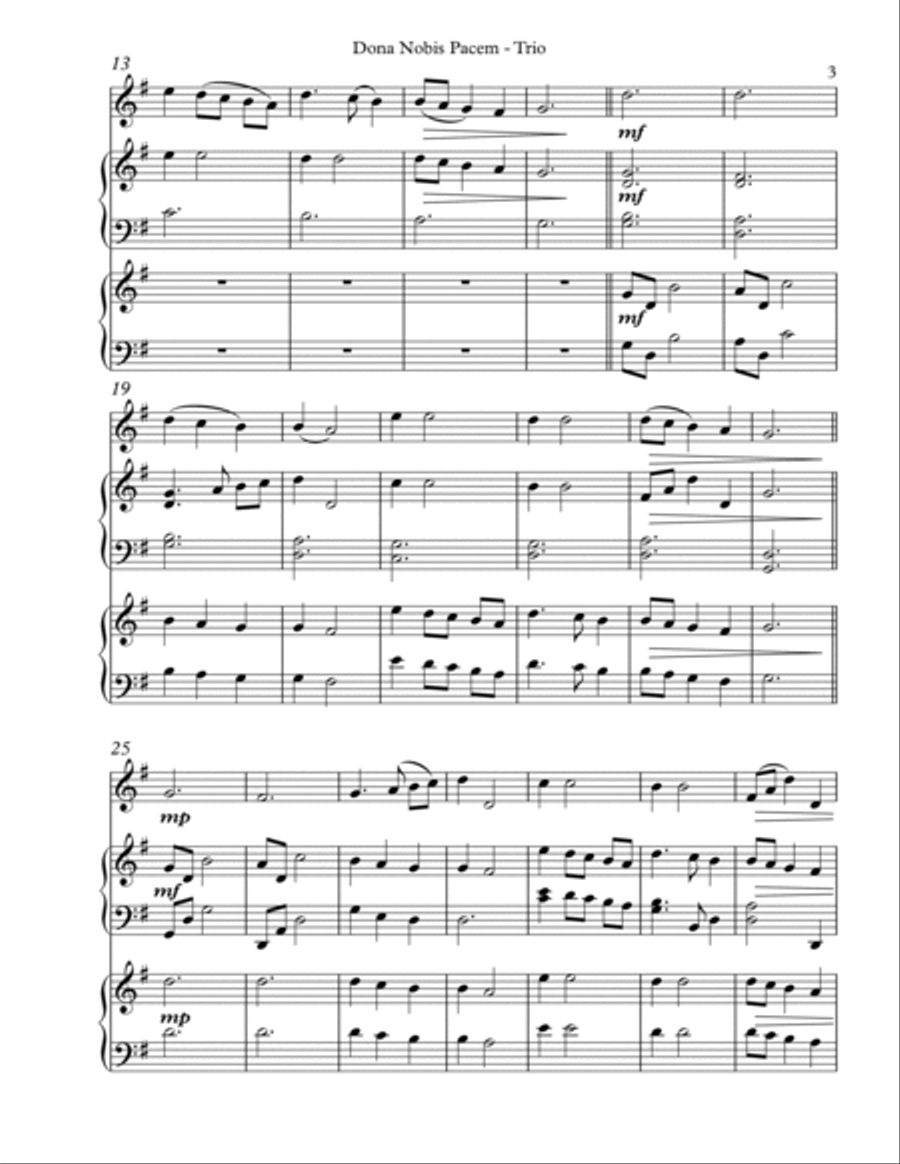 Dona Nobis Pacem, Trio for Flute, Harp, Piano Flute Solo scores gallery preview page 3