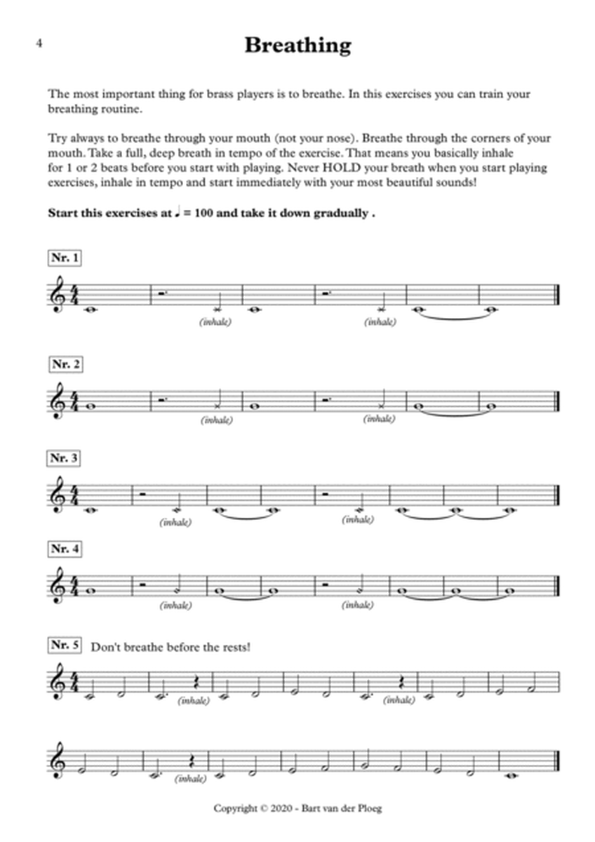 Warm-Up! - For beginning Brass Players - Treble Clef