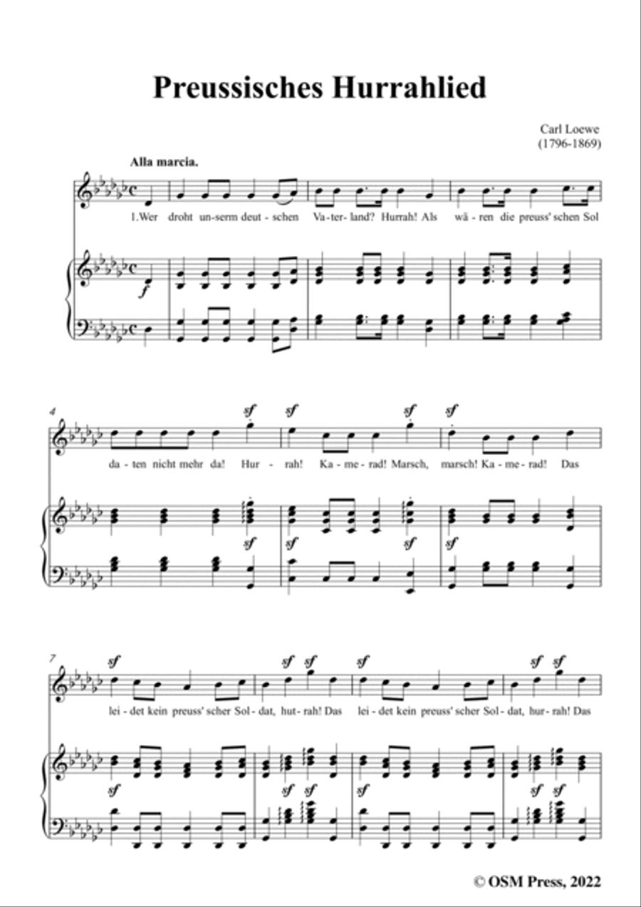 Loewe-Preussisches Hurrahlied,in G flat Major,for Voice and Piano Voice Solo scores gallery preview page 3