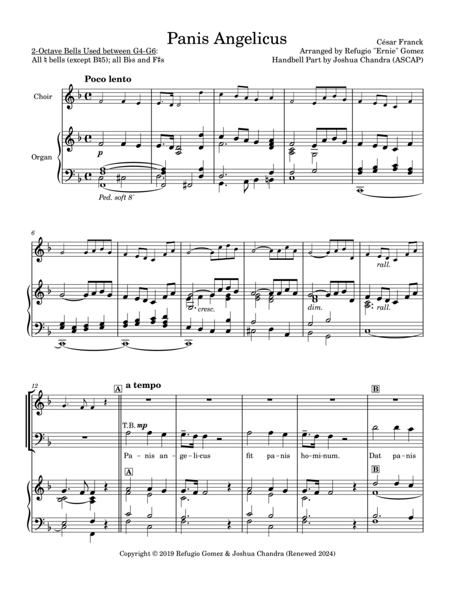 Panis Angelicus for SATB + Keyboard + optional 2-Octave Handbells image number null