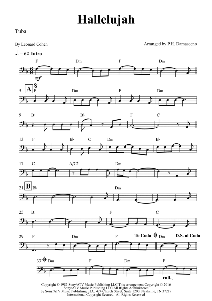Hallelujah Hallelujah Tuba scores gallery preview page 1