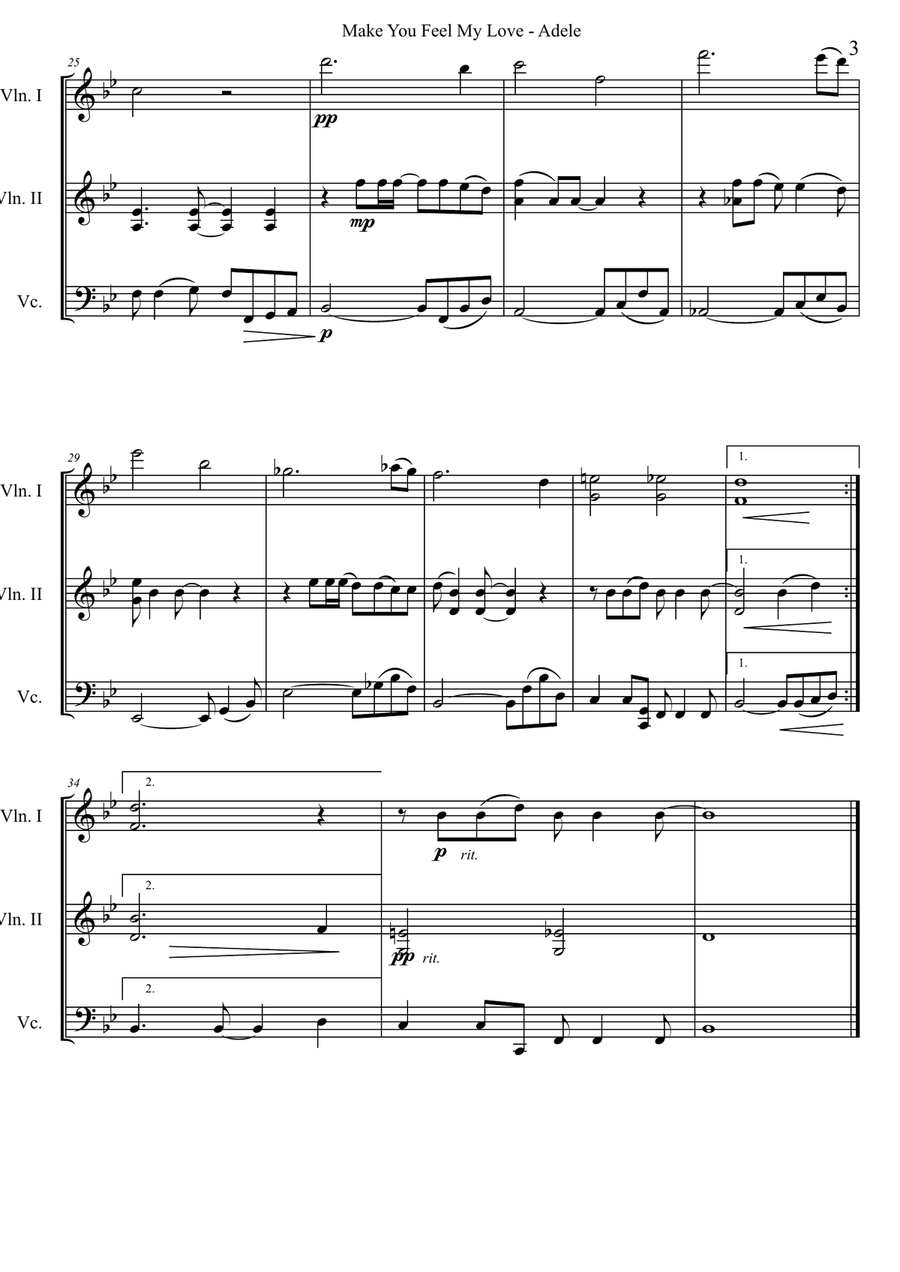 Make You Feel My Love Make You Feel My Love String Trio scores gallery preview page 3