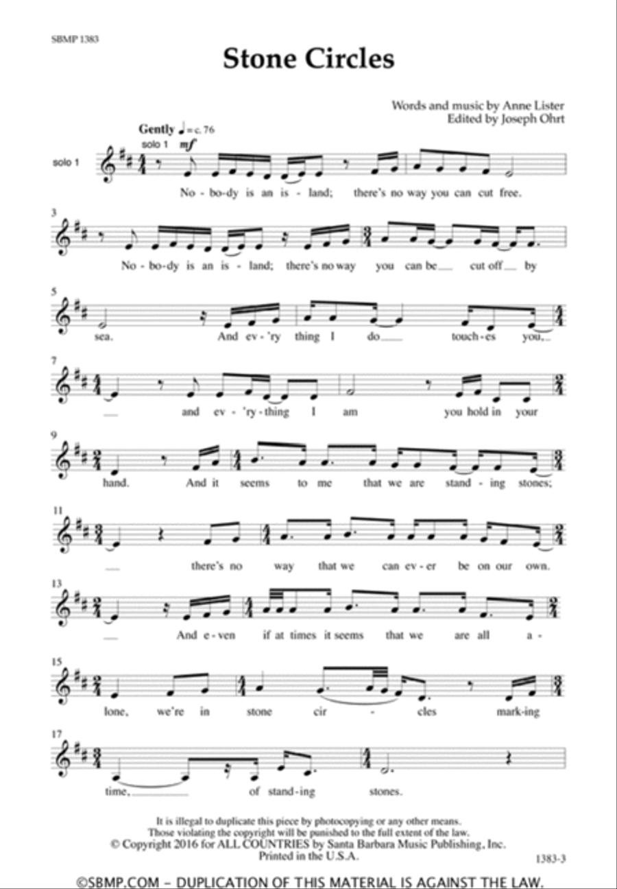 Stone Circles - SSAA Octavo SSAA scores gallery preview page 2