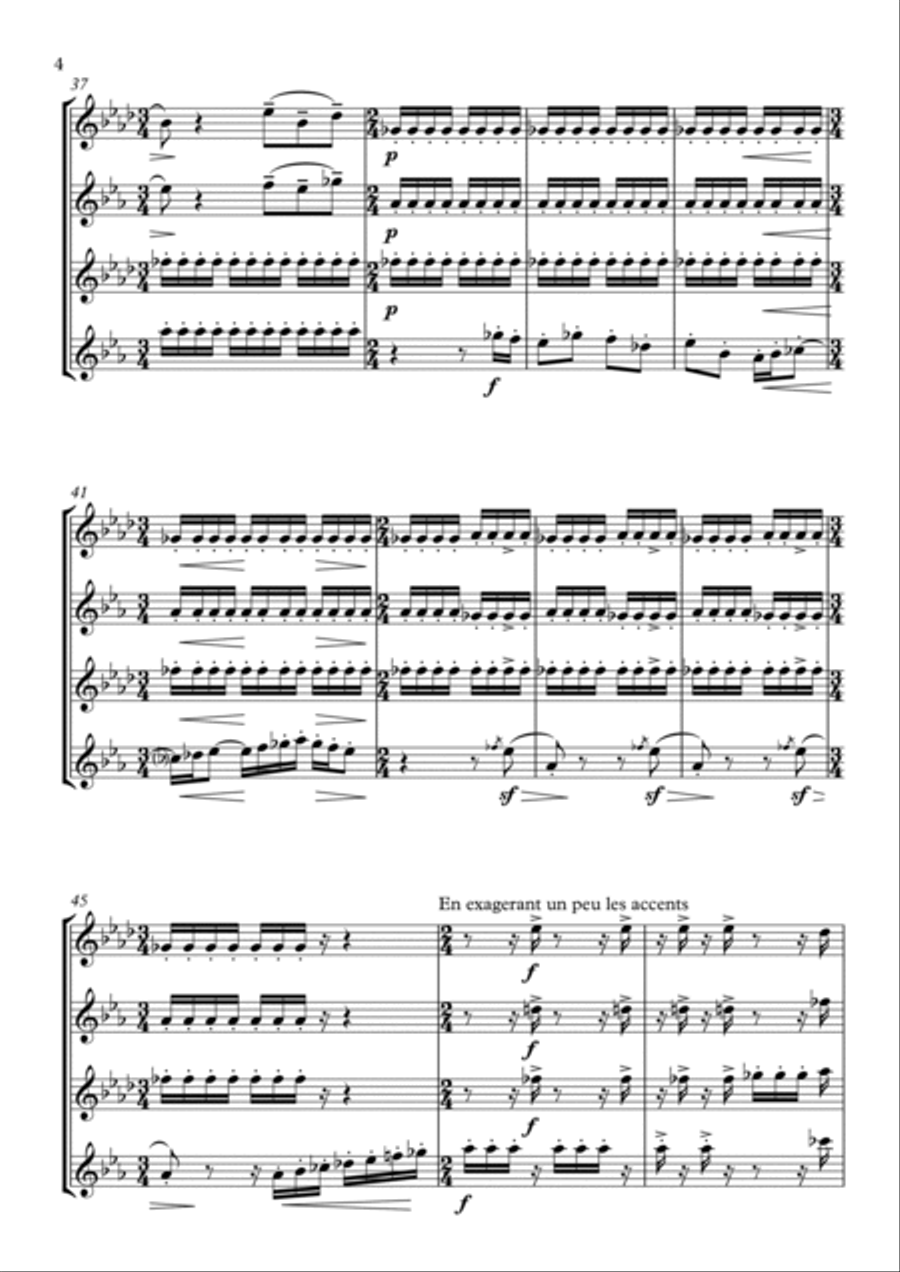 Histoires: Le petit âne blanc (The little white donkey) by Jacques Ibert - for saxophone quartet (S Histoires: Le petit âne blanc (The little white donkey) by Jacques Ibert - for saxophone quartet (S Saxophone Quartet scores gallery preview page 4