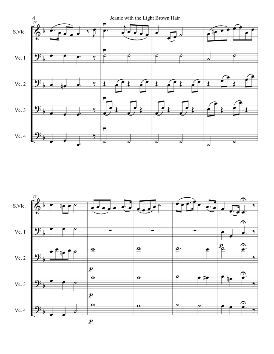 Jeanie with the Light Brown Hair Cello scores gallery preview page 5