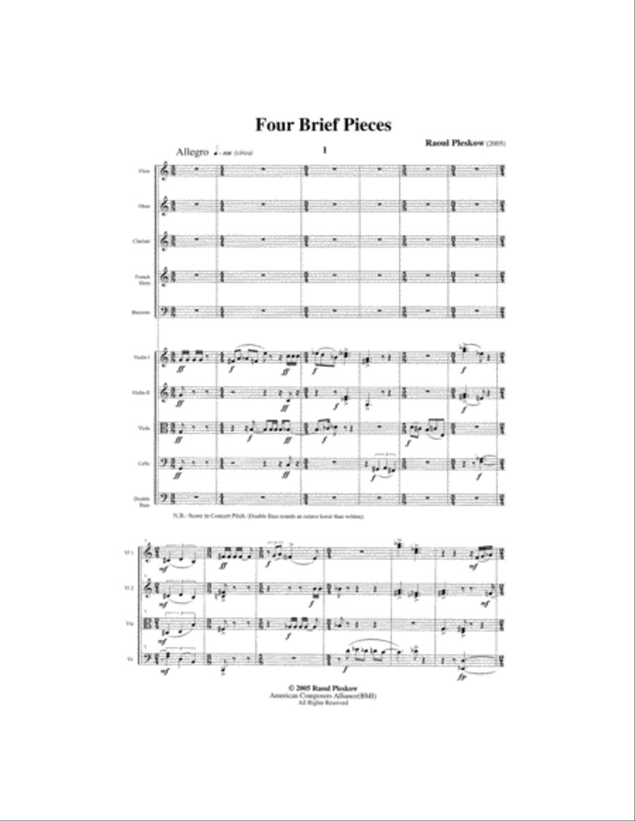 [Pleskow] Eight Brief Pieces for Chamber Ensemble Small Ensemble scores gallery preview page 5