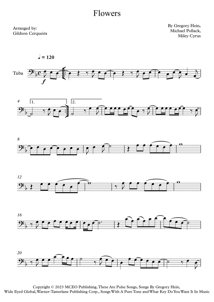 Flowers Tuba scores gallery preview page 1