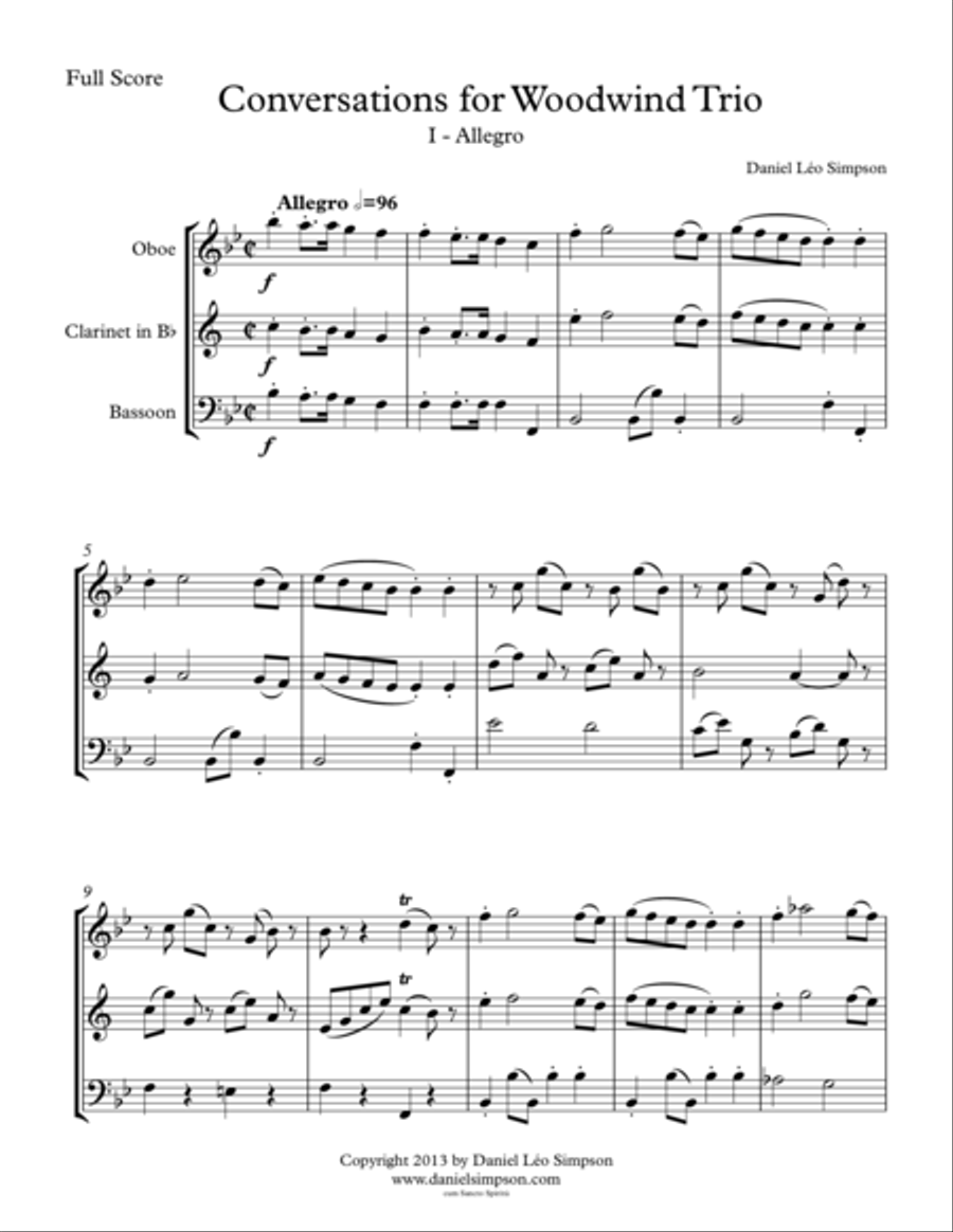 Conversations for Woodwind Trio - 1st Mvt. (Allegro) Woodwind Trio scores gallery preview page 1