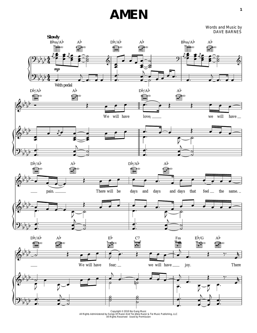 Amen Acoustic Guitar scores gallery preview page 1