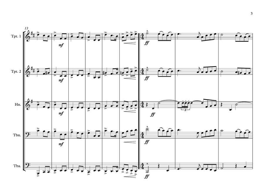 Russian Federation National Anthem ''Hymne National de Russe'' for Brass Quintet Brass Quintet scores gallery preview page 3