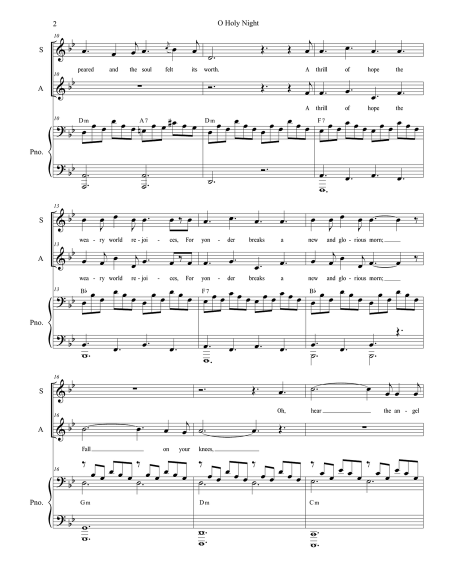 O Holy Night (Duet for Soprano and Alto Solo - Low Key) Alto Voice scores gallery preview page 3