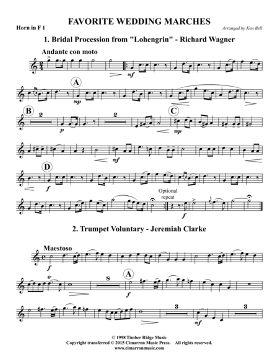 Favorite Wedding Marches Horn scores gallery preview page 5