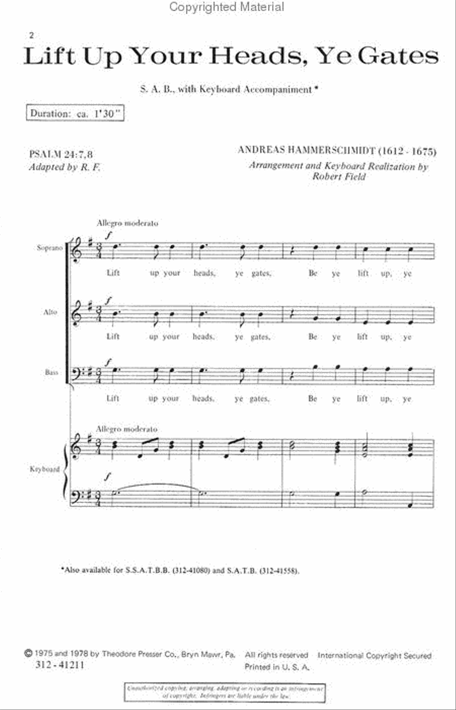 Lift Up Your Heads, Ye Gates 3-Part scores gallery preview page 2