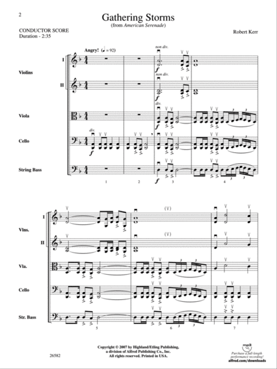 Gathering Storms (Movement 2 from American Serenade Symphony) String Orchestra scores gallery preview page 2