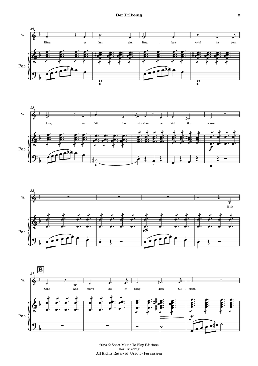 Der Erlkönig by Schubert - Voice and Piano - D minor (Full Score and Parts) Piano, Vocal scores gallery preview page 3