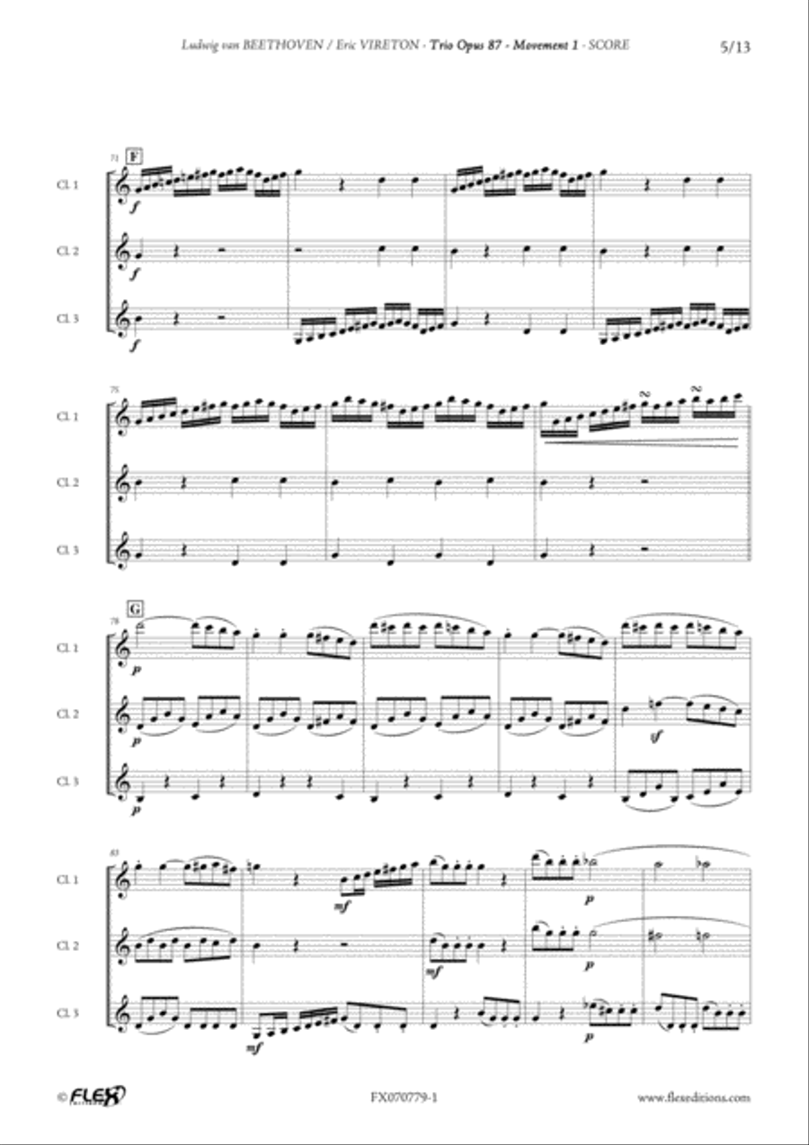 Trio Opus 87 - Mvt 1 Clarinet Trio scores gallery preview page 5