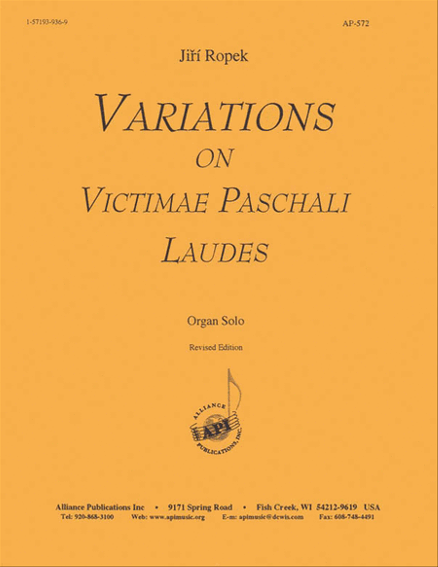 Variations On Victimae Paschali Laudes, Rev. Ed -org Piano Solo scores gallery preview page 1