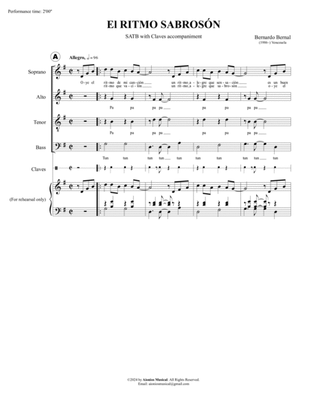 El Ritmo Sabrosón - SATB with Claves accompaniment image number null