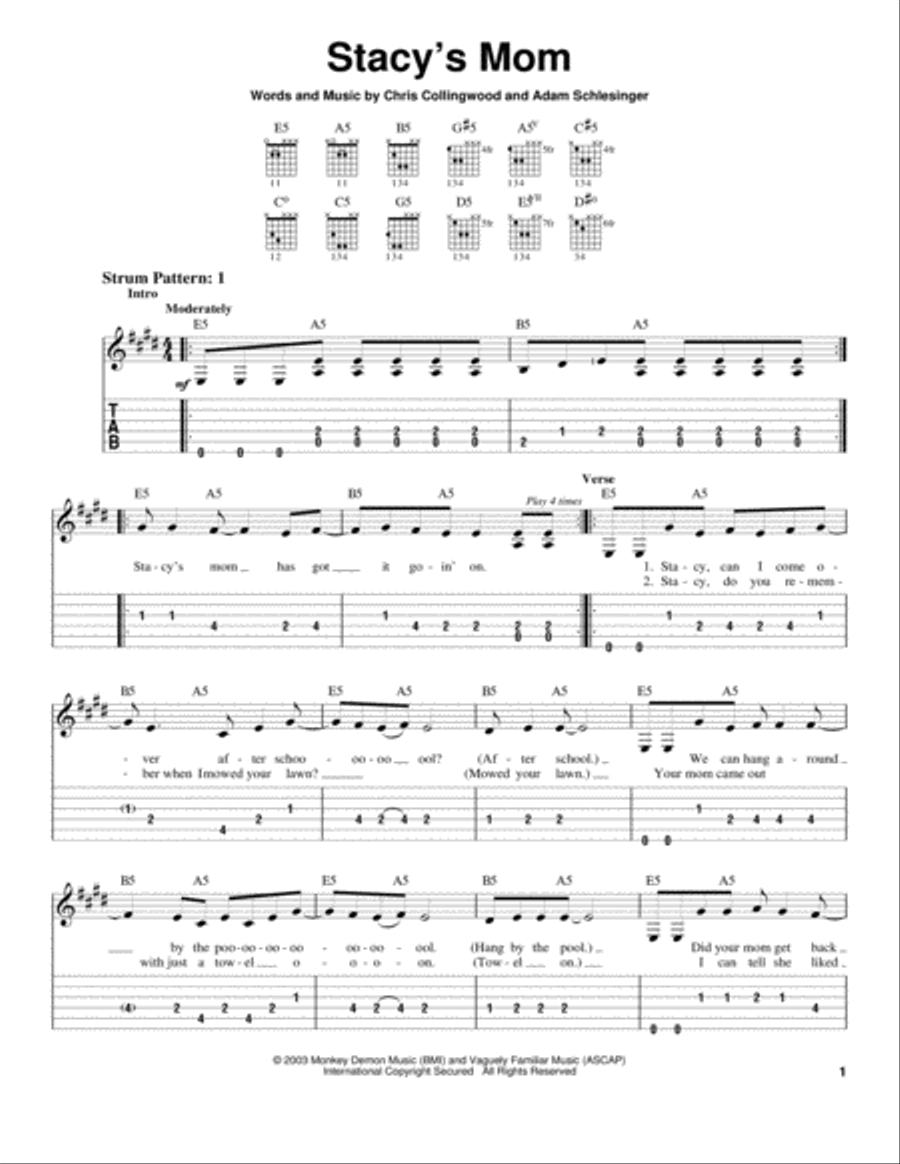 Stacy's Mom Acoustic Guitar scores gallery preview page 1