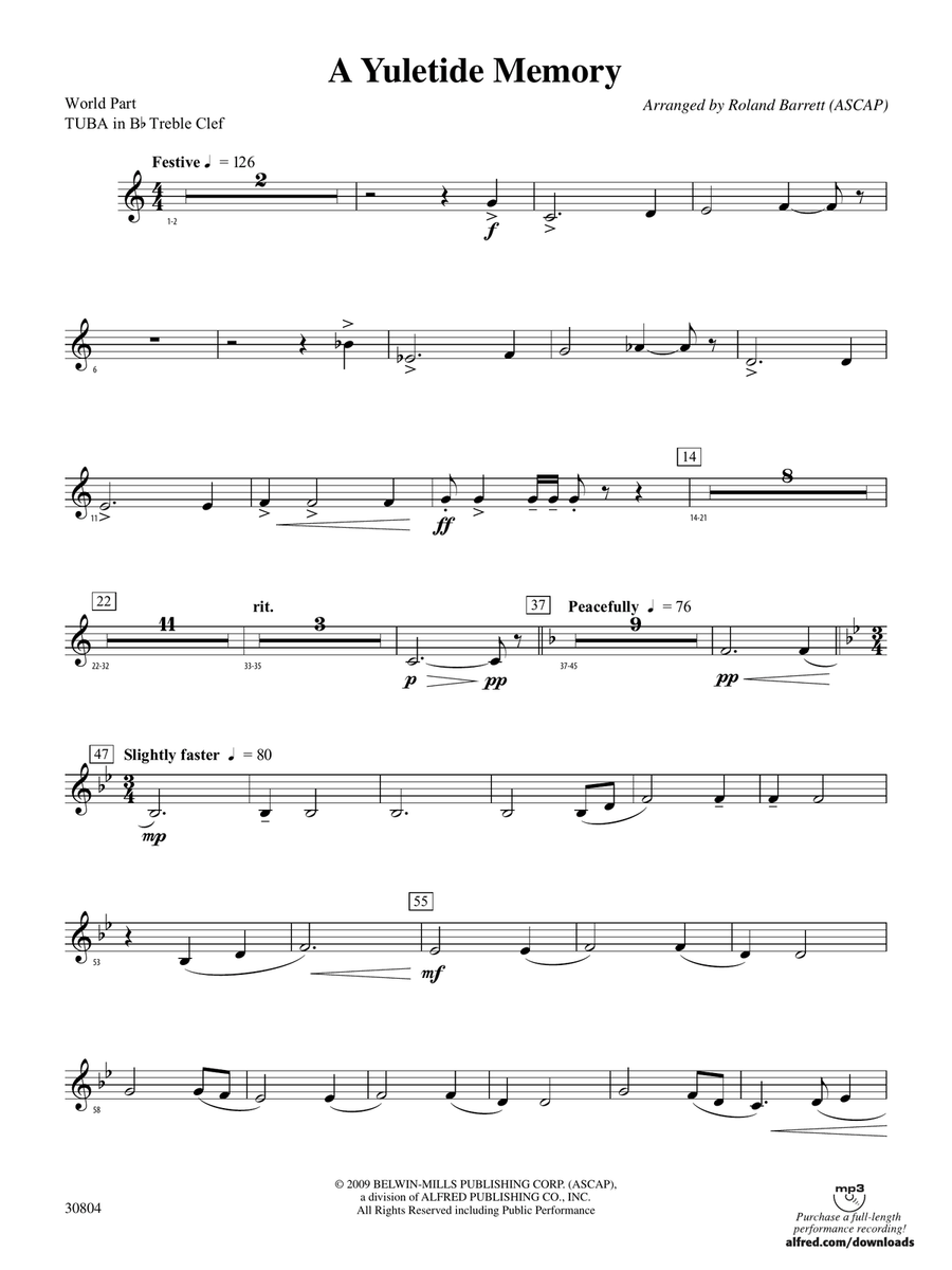 A Yuletide Memory: (World Part) B-flat Tuba T.C.