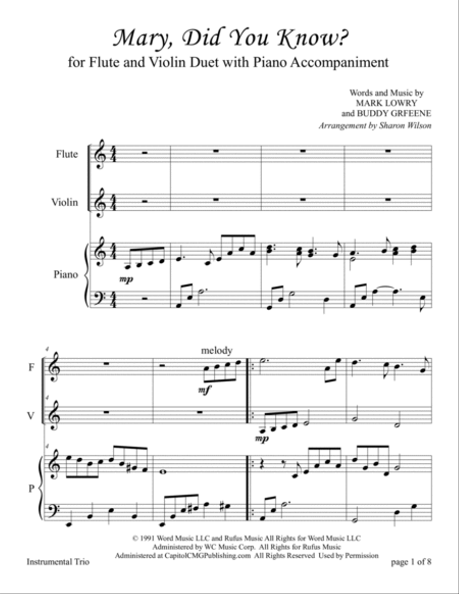 Mary, Did You Know? Flute scores gallery preview page 5