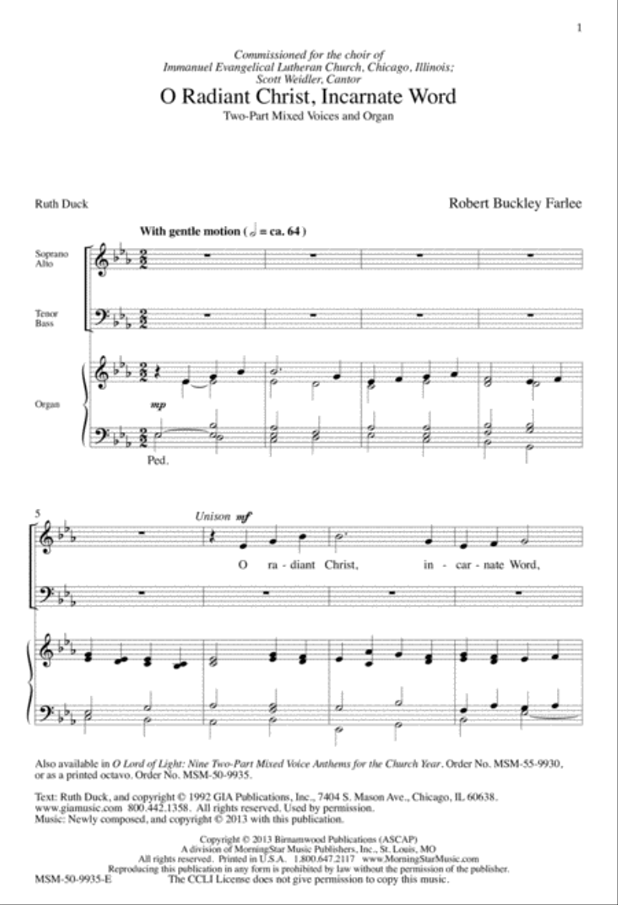 O Radiant Christ, Incarnate Word 2-Part scores gallery preview page 2