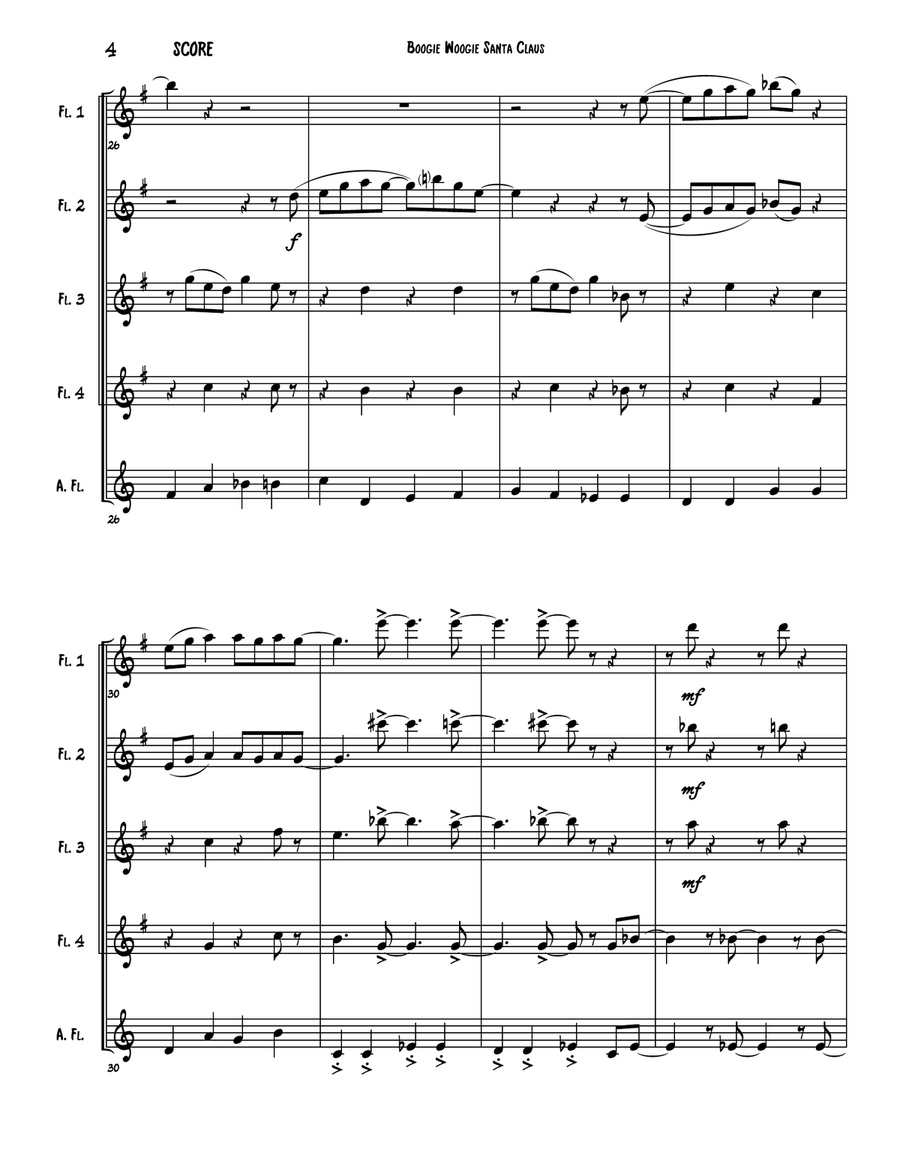 Boogie Woogie Santa Claus Woodwind Ensemble scores gallery preview page 5