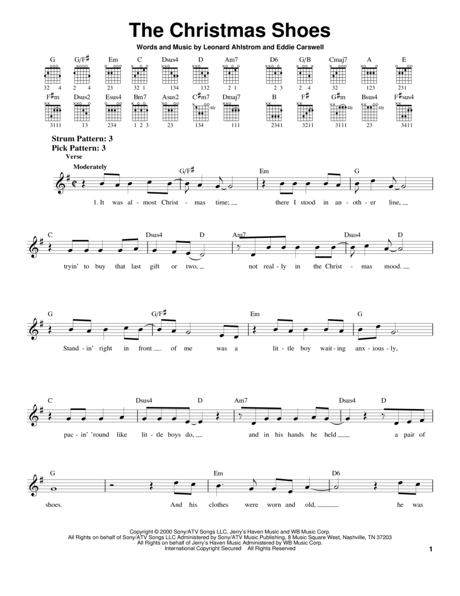 The Christmas Shoes Easy Guitar scores gallery preview page 1