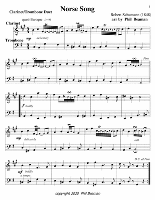 Norse Song-Schumann-Clarinet-Trombone duet