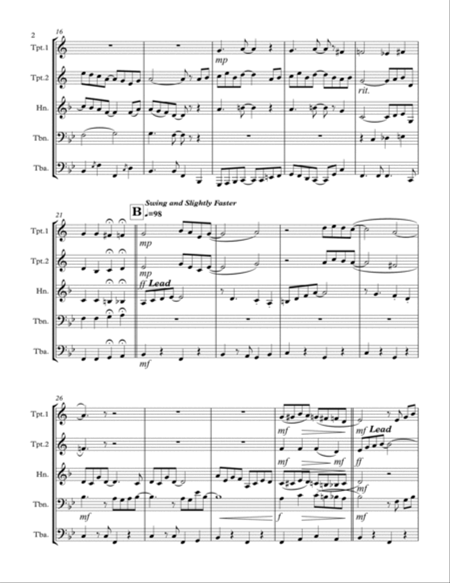 Peg O My Heart (for Brass Quintet) Brass Quintet scores gallery preview page 3