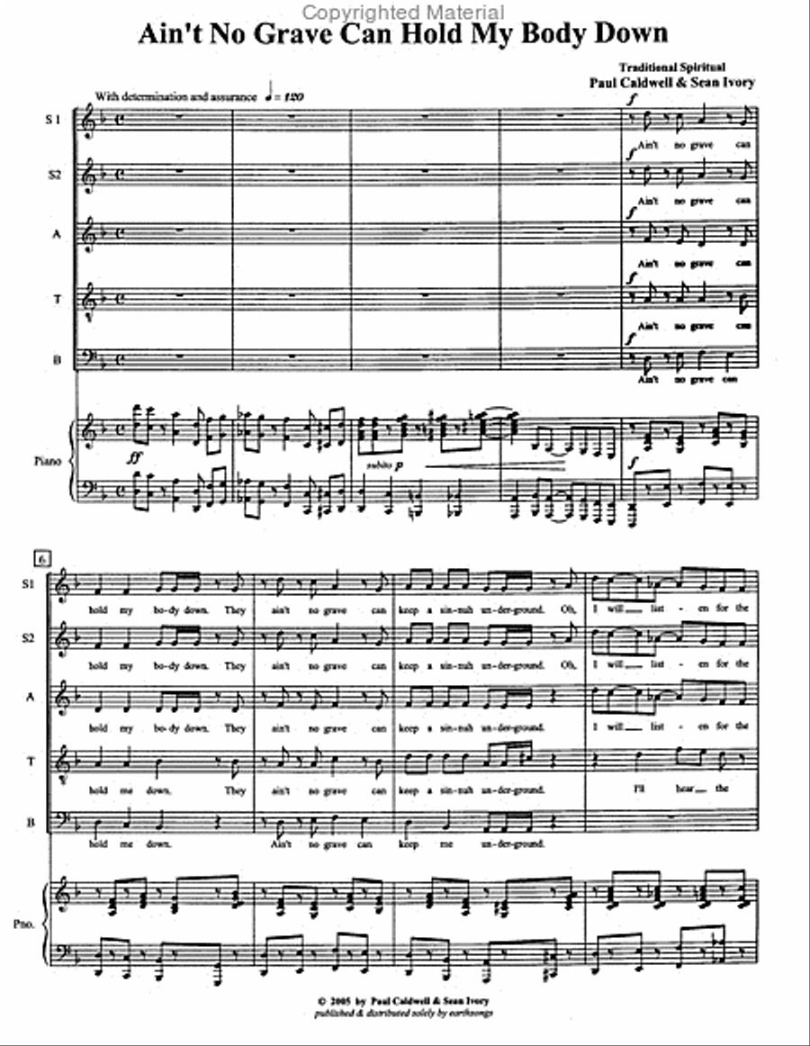 ain't no grave can hold my body down SSATB scores gallery preview page 2