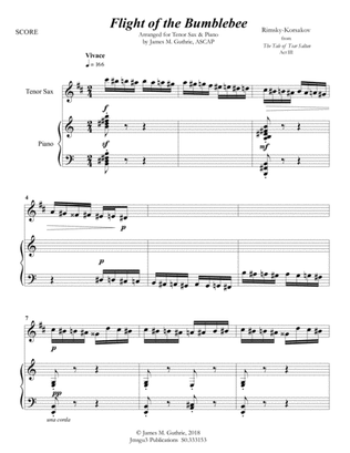 Book cover for Korsakov: Flight of the Bumblebee for Tenor Sax & Piano