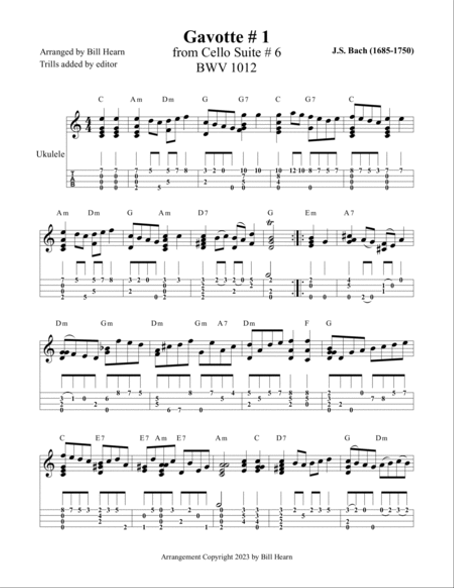 Gavotte # 1, from 6th Cello Suite, BWV 1012 Chamber Music scores gallery preview page 2