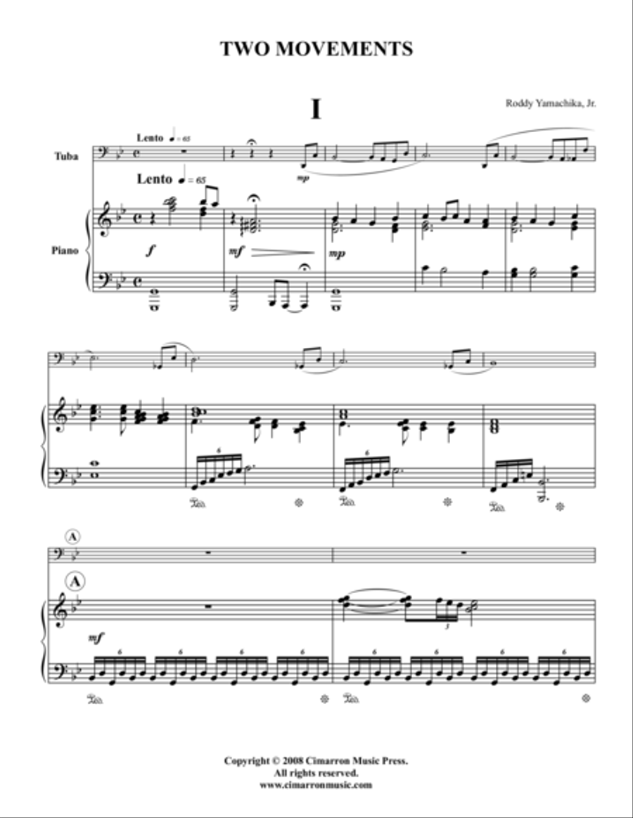 Two Movements for Solo Tuba Tuba scores gallery preview page 1