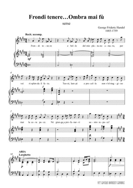 Handel-Frondi tenere...Ombra mai fù in A Major,for Voice and Piano