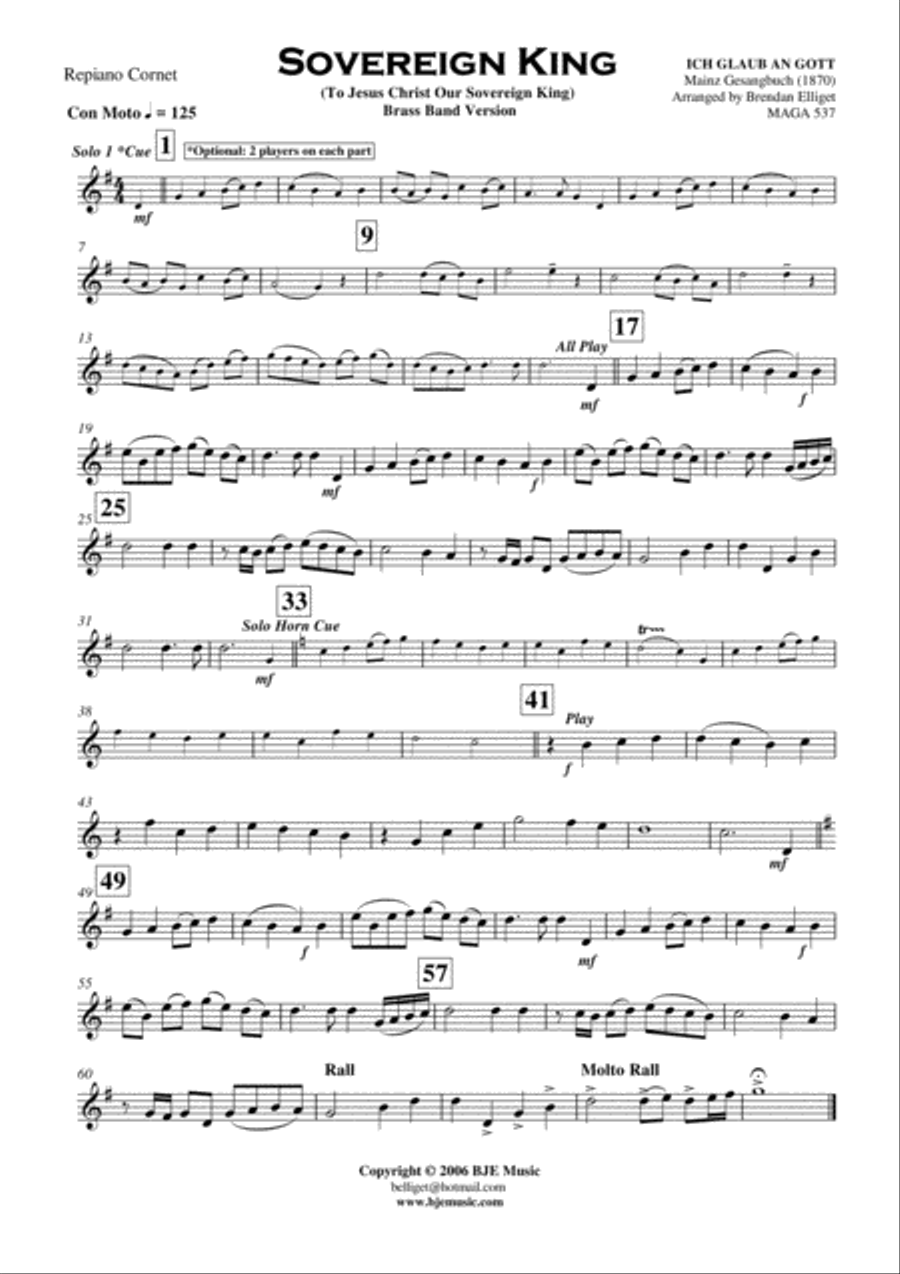 Sovereign King - Cornet Trio and Brass Band Score and Parts PDF Brass Trio scores gallery preview page 4