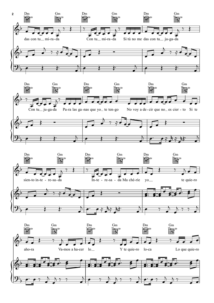 Ma Chérie Piano, Vocal, Guitar scores gallery preview page 2