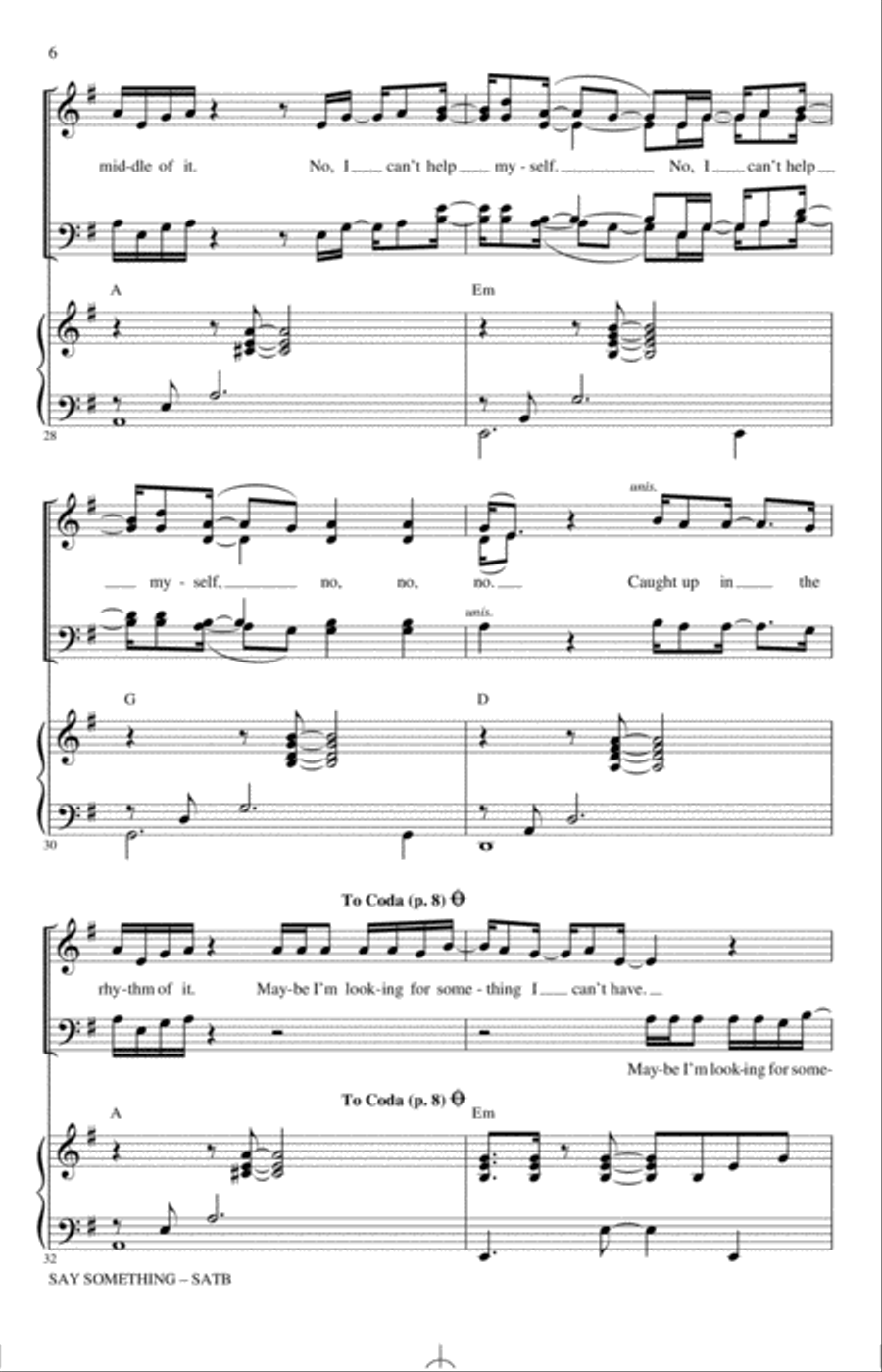 Say Something (feat. Chris Stapleton) (arr. Mac Huff) 4-Part scores gallery preview page 5