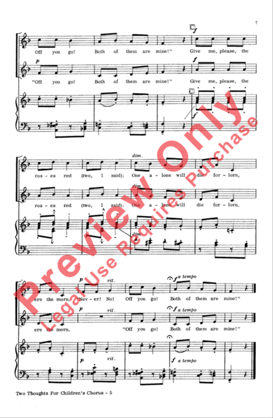 Two Thoughts for Children's Chorus 2-Part scores gallery preview page 6