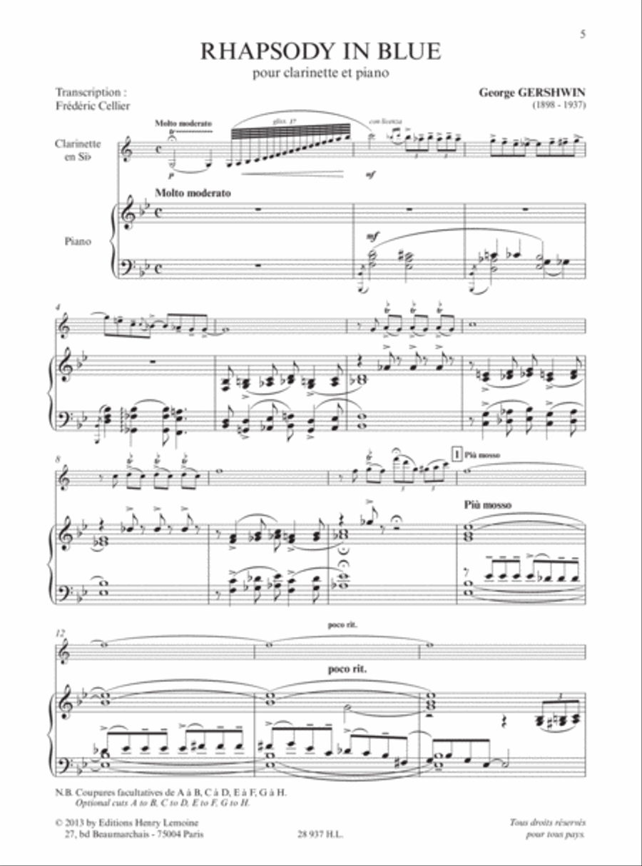 Rhapsody in blue Clarinet Solo scores gallery preview page 2