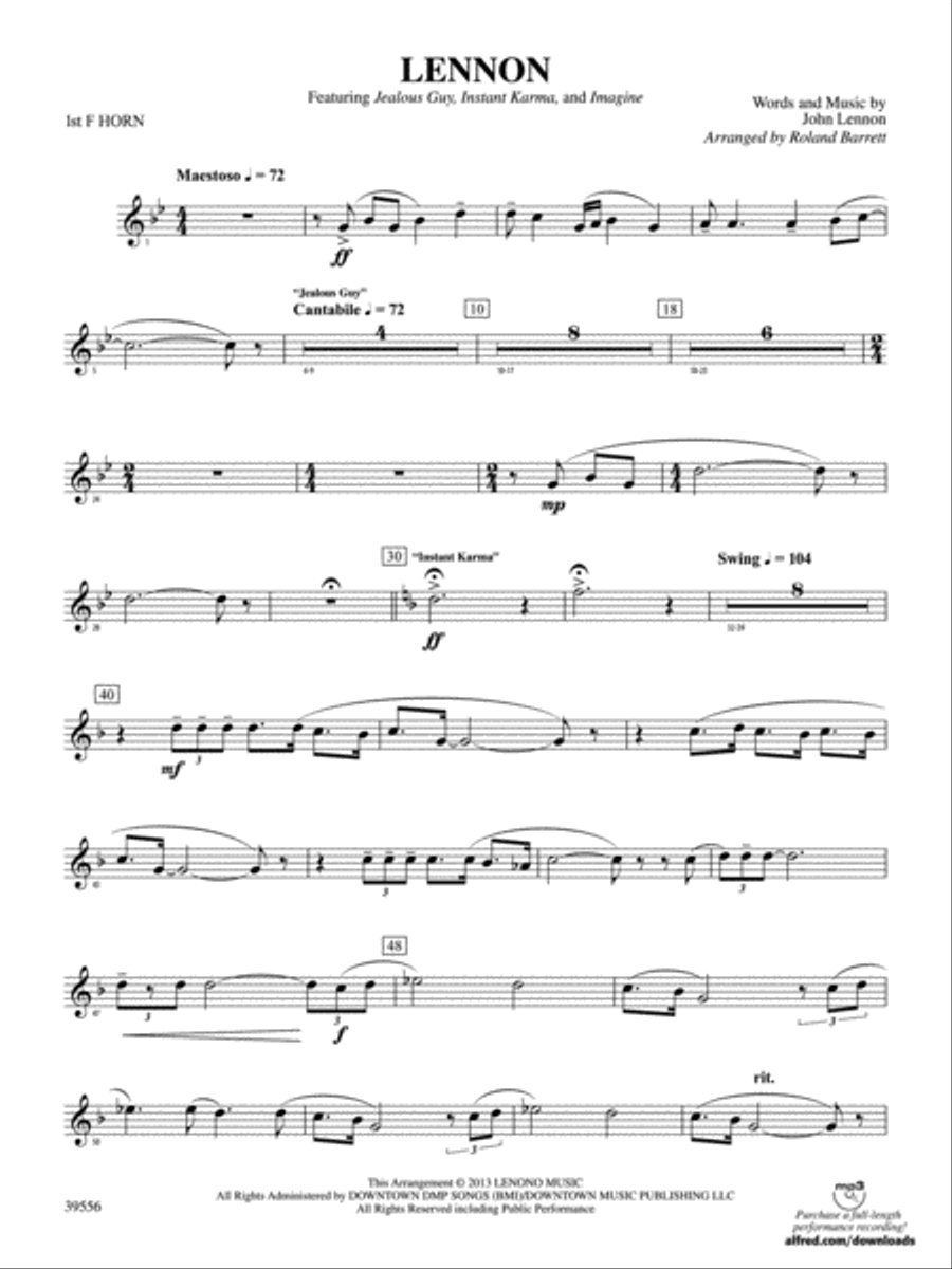 Lennon: 1st F Horn Concert Band scores gallery preview page 1