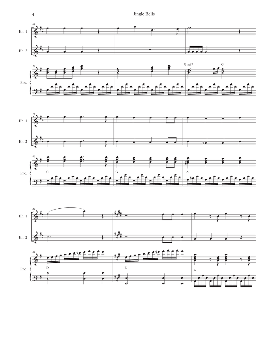 Jingle Bells (French Horn Duet) Brass Duet scores gallery preview page 4