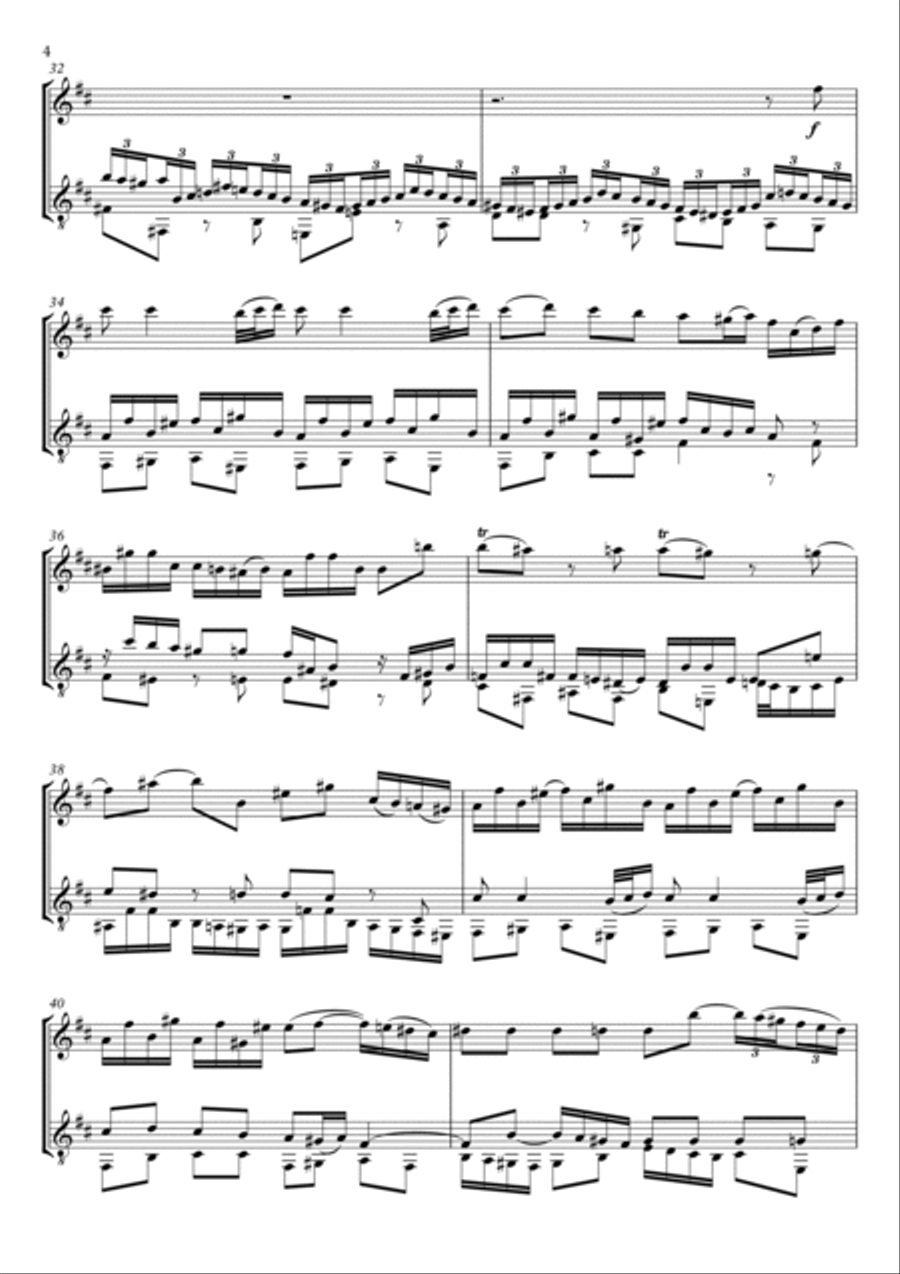 ANDANTE - SONATA I - BWV 1030 - J.S.BACH - FOR FLUTE AND GUITAR Chamber Music scores gallery preview page 5