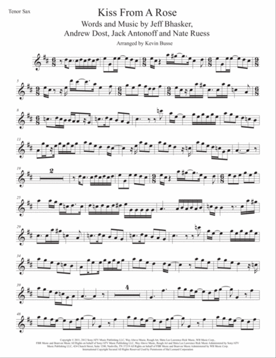 Kiss From A Rose Tenor Saxophone scores gallery preview page 1