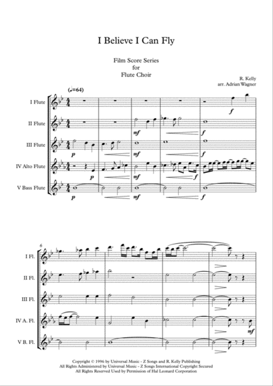 I Believe I Can Fly Flute Choir scores gallery preview page 3
