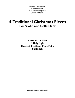 Book cover for 4 Traditional Christmas Pieces for Violin and Cello Duet
