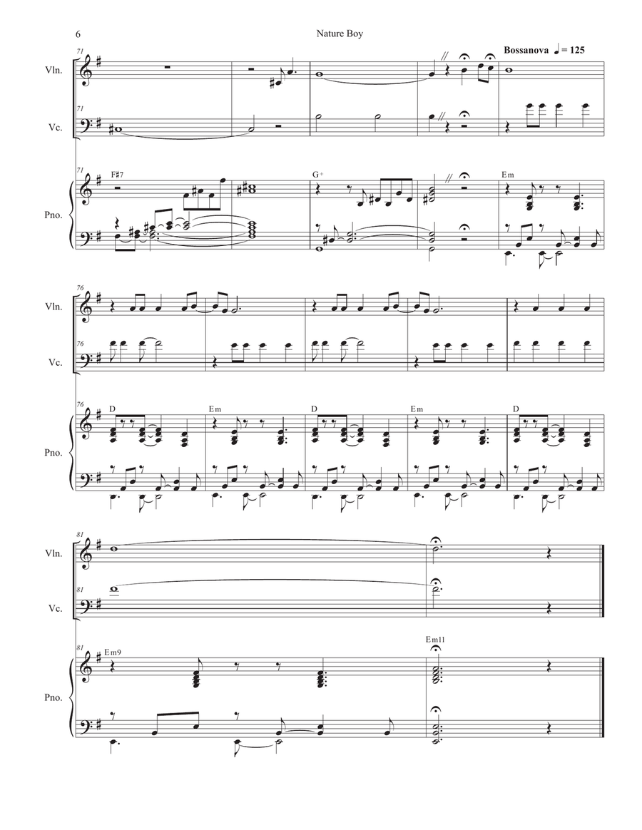 Nature Boy Piano Trio scores gallery preview page 6