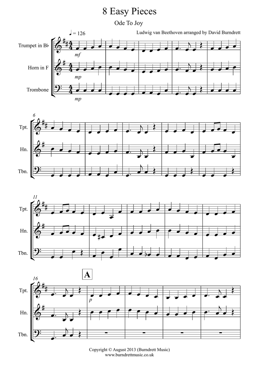 8 Easy Trios, for Brass Brass Ensemble scores gallery preview page 1